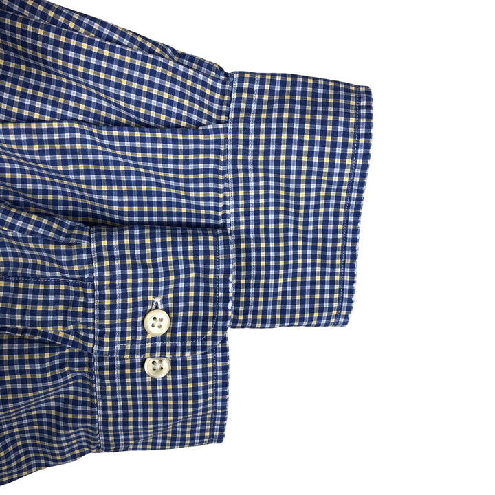 Ralph Lauren YARMOUTH Long Sleeve Button-Down Check Shirt, Men's Size L cotton blue type Vintage Second Hand