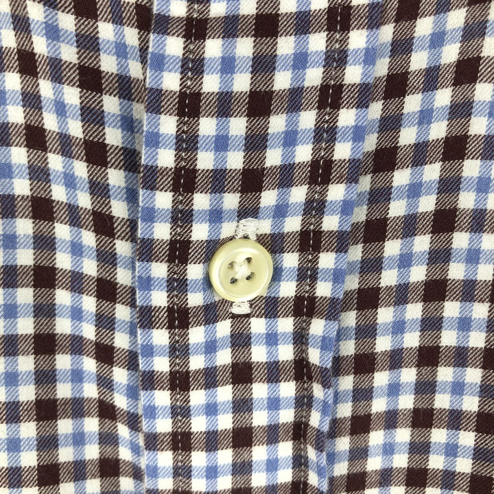 Ralph Lauren long sleeve button down check shirt, men's size M cotton Blue type light blue Vintage Second Hand