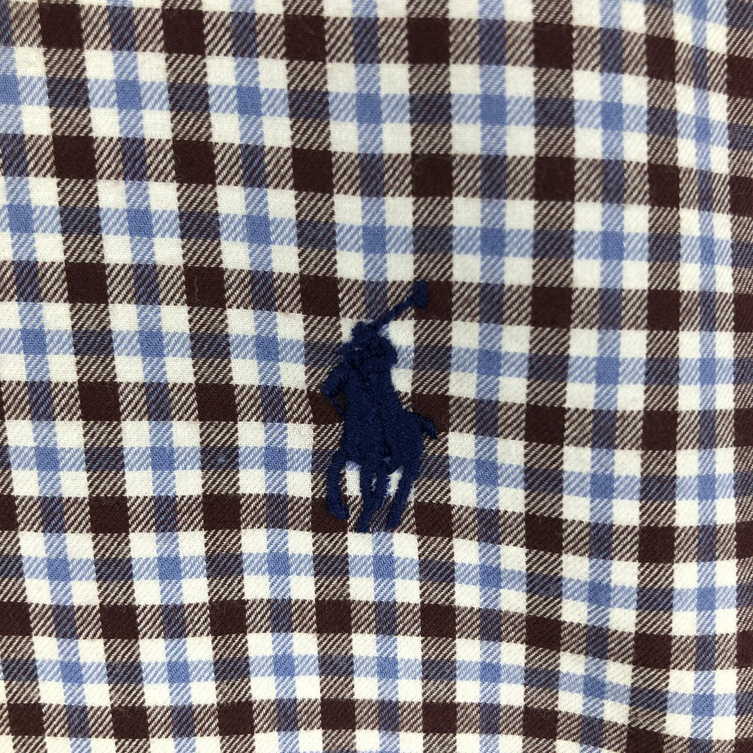 Ralph Lauren long sleeve button down check shirt, men's size M cotton Blue type light blue Vintage Second Hand