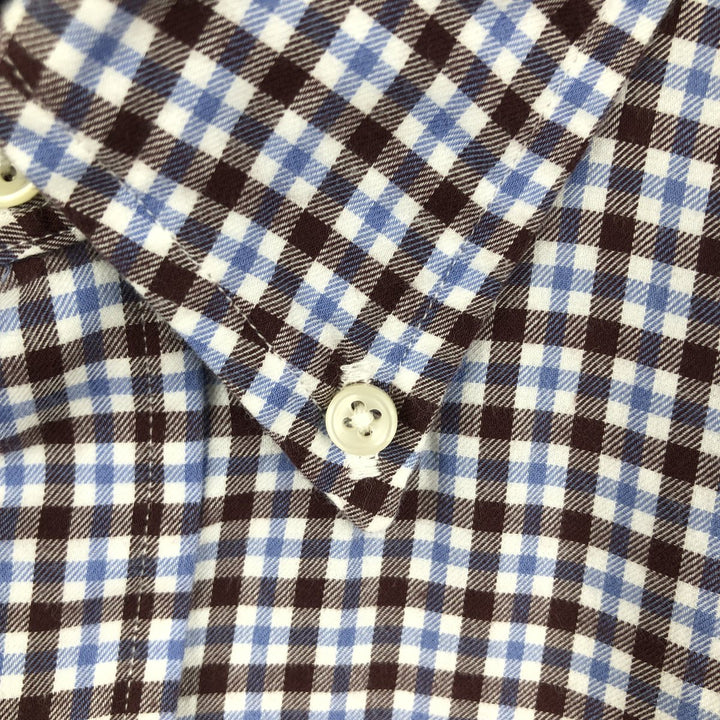 Ralph Lauren long sleeve button down check shirt, men's size M cotton Blue type light blue Vintage Second Hand