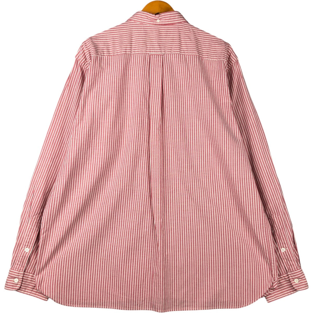Ralph Lauren long-sleeved button-down striped shirt, men's XXL cotton red type Vintage Second Hand