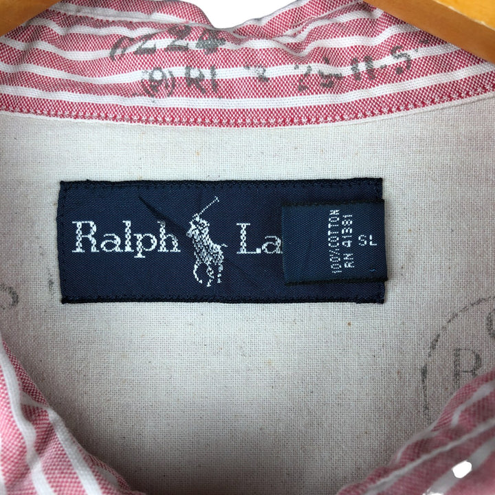 Ralph Lauren long-sleeved button-down striped shirt, men's XXL cotton red type Vintage Second Hand
