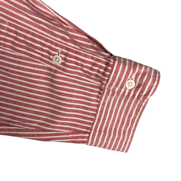 Ralph Lauren long-sleeved button-down striped shirt, men's XXL cotton red type Vintage Second Hand
