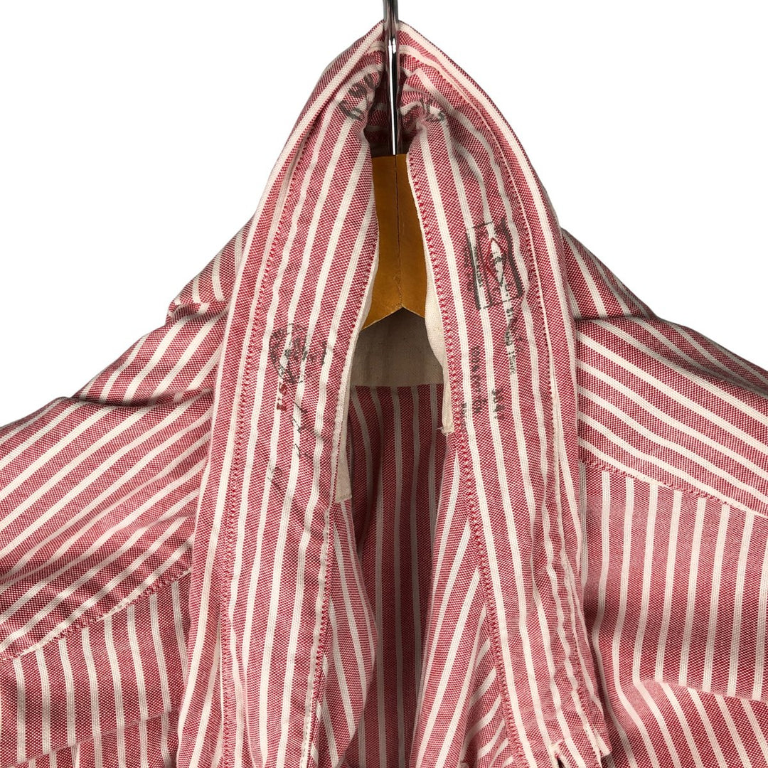 Ralph Lauren long-sleeved button-down striped shirt, men's XXL cotton red type Vintage Second Hand