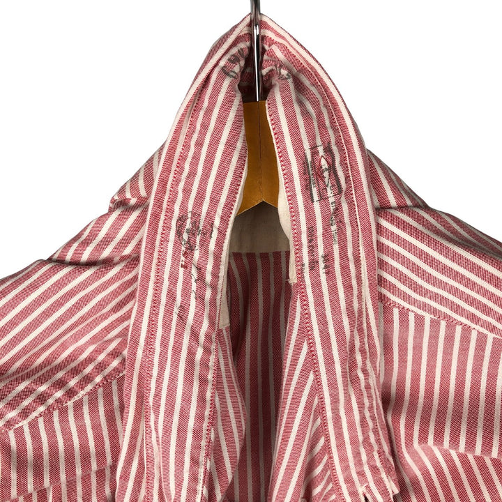Ralph Lauren long-sleeved button-down striped shirt, men's XXL cotton red type Vintage Second Hand