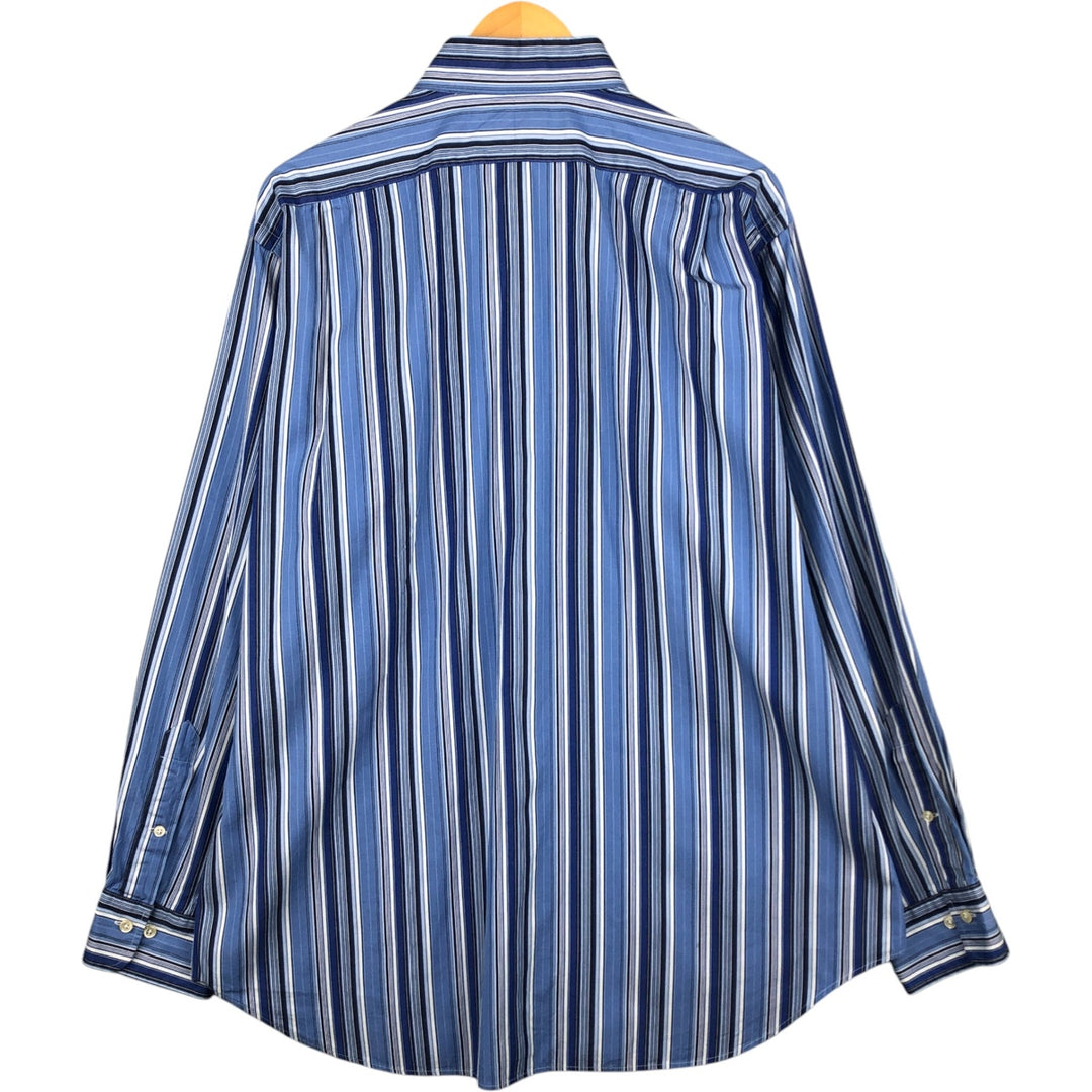Ralph Lauren REGEND CLASSIC FIT long-sleeved wide-collar striped shirt, men's size XL cotton Blue type light blue Vintage Second Hand