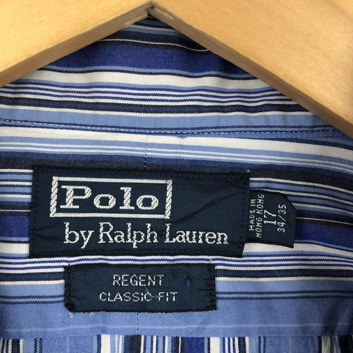 Ralph Lauren REGEND CLASSIC FIT long-sleeved wide-collar striped shirt, men's size XL cotton Blue type light blue Vintage Second Hand