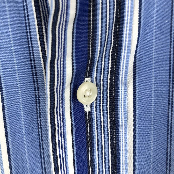 Ralph Lauren REGEND CLASSIC FIT long-sleeved wide-collar striped shirt, men's size XL cotton Blue type light blue Vintage Second Hand