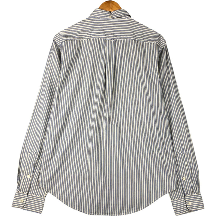 Ralph Lauren long sleeve button down striped shirt, men's size M cotton ivory Vintage Second Hand