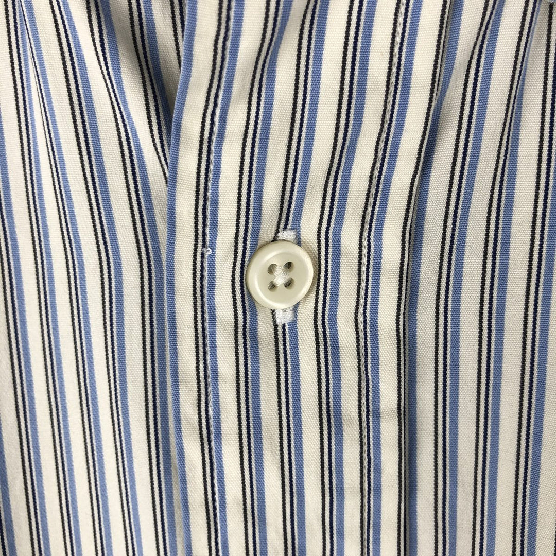 Ralph Lauren long sleeve button down striped shirt, men's size M cotton ivory Vintage Second Hand