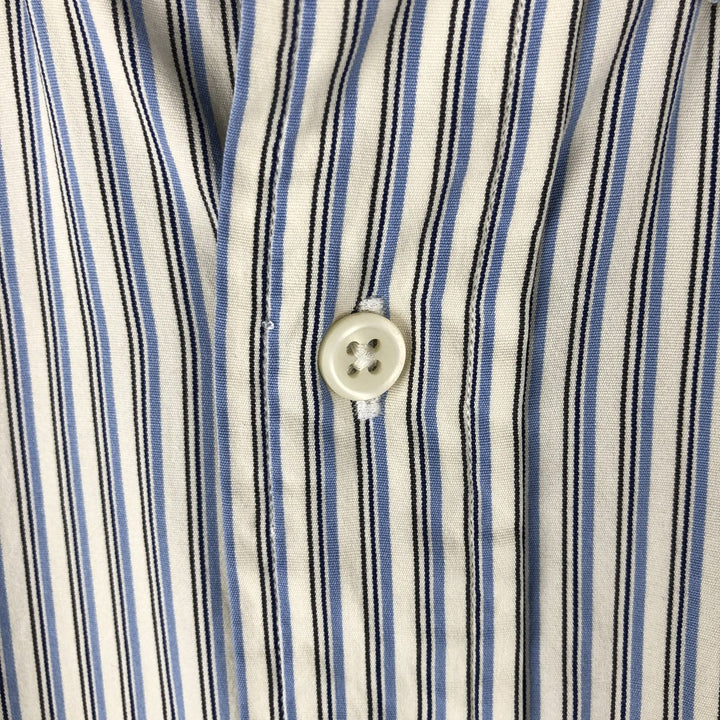 Ralph Lauren long sleeve button down striped shirt, men's size M cotton ivory Vintage Second Hand