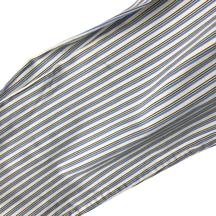 Ralph Lauren long sleeve button down striped shirt, men's size M cotton ivory Vintage Second Hand