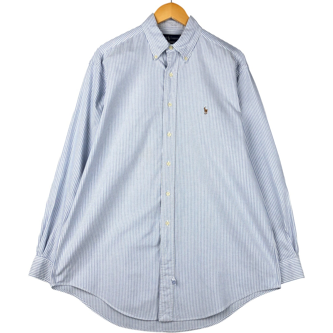 Ralph Lauren YARMOUTH Long Sleeve Button-Down Striped Shirt, Men's Size L cotton Blue type light blue Vintage Second Hand