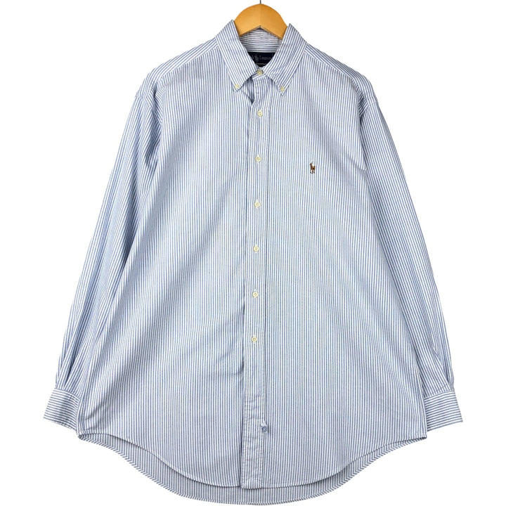 Ralph Lauren YARMOUTH Long Sleeve Button-Down Striped Shirt, Men's Size L cotton Blue type light blue Vintage Second Hand