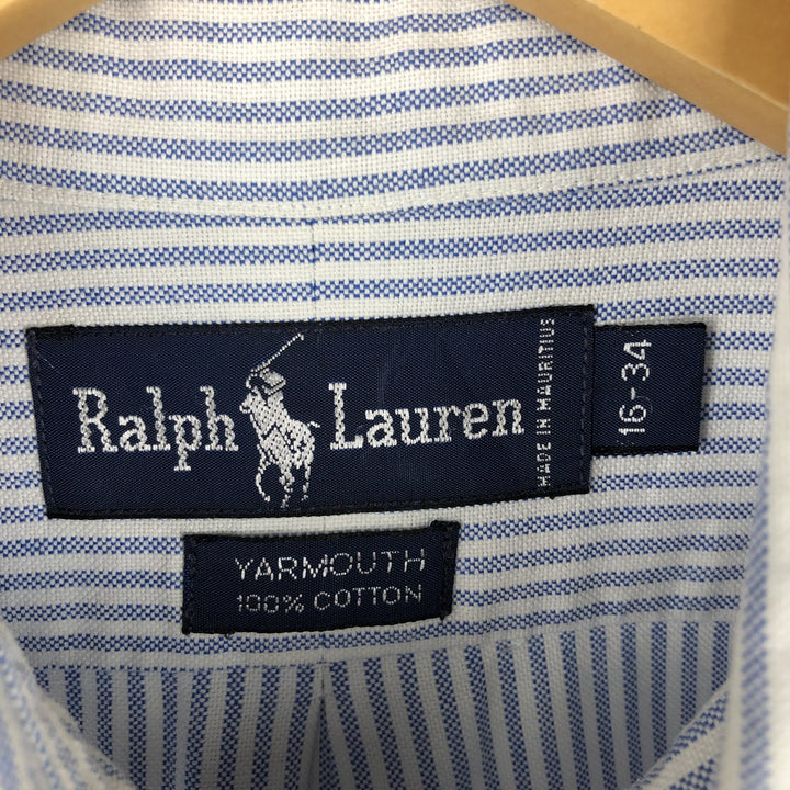 Ralph Lauren YARMOUTH Long Sleeve Button-Down Striped Shirt, Men's Size L cotton Blue type light blue Vintage Second Hand