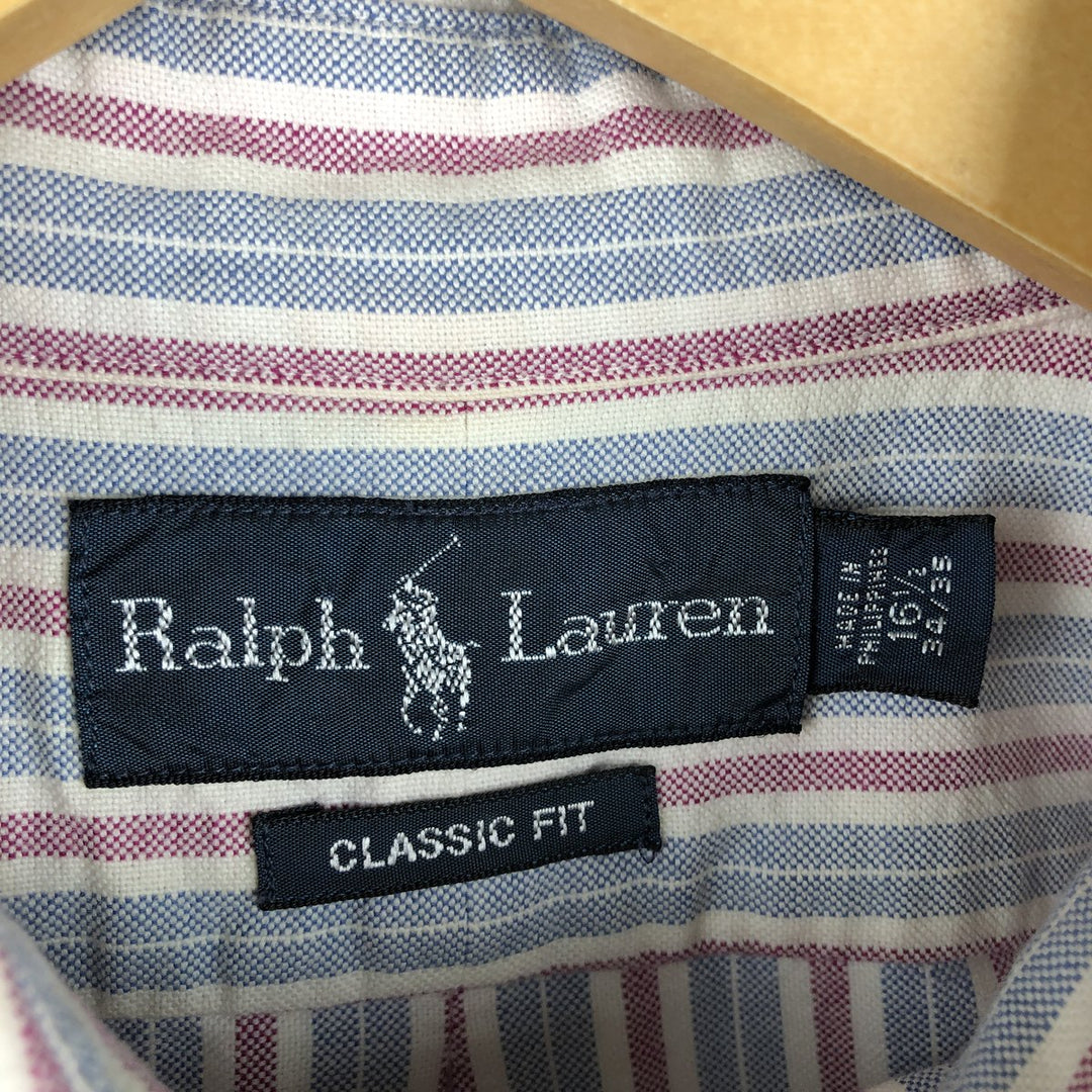 Ralph Lauren Classic Fit Long Sleeve Button Down Striped Shirt Men's Size L cotton white type Vintage Second Hand