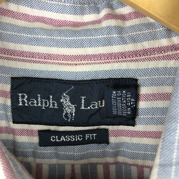 Ralph Lauren Classic Fit Long Sleeve Button Down Striped Shirt Men's Size L cotton white type Vintage Second Hand