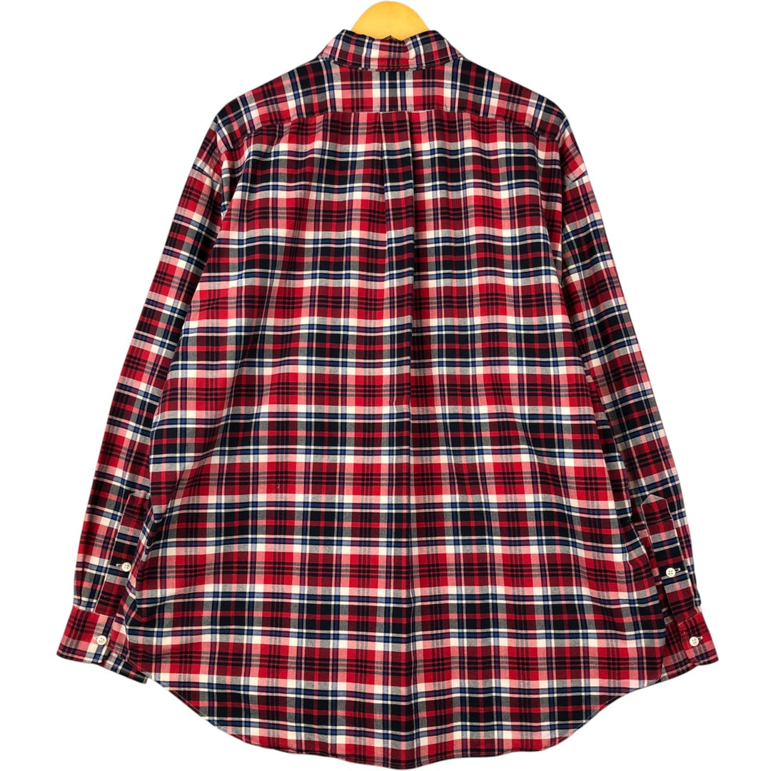 Ralph Lauren BIG SHIRT Long sleeve button-down check shirt Men's XL size cotton navy blue type Vintage Second Hand