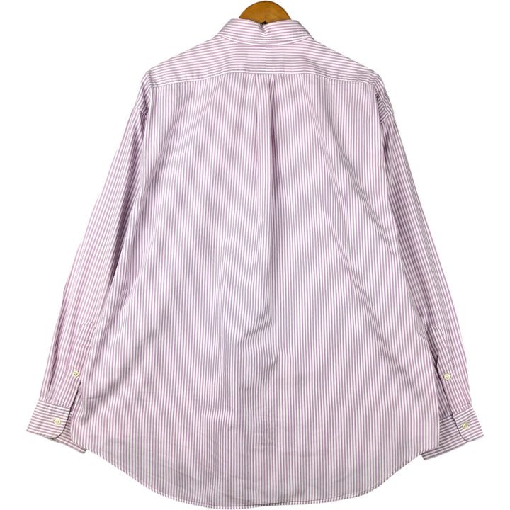 Ralph Lauren BIG SHIRT Long sleeve button-down striped shirt Men's XL size cotton purple type Vintage Second Hand
