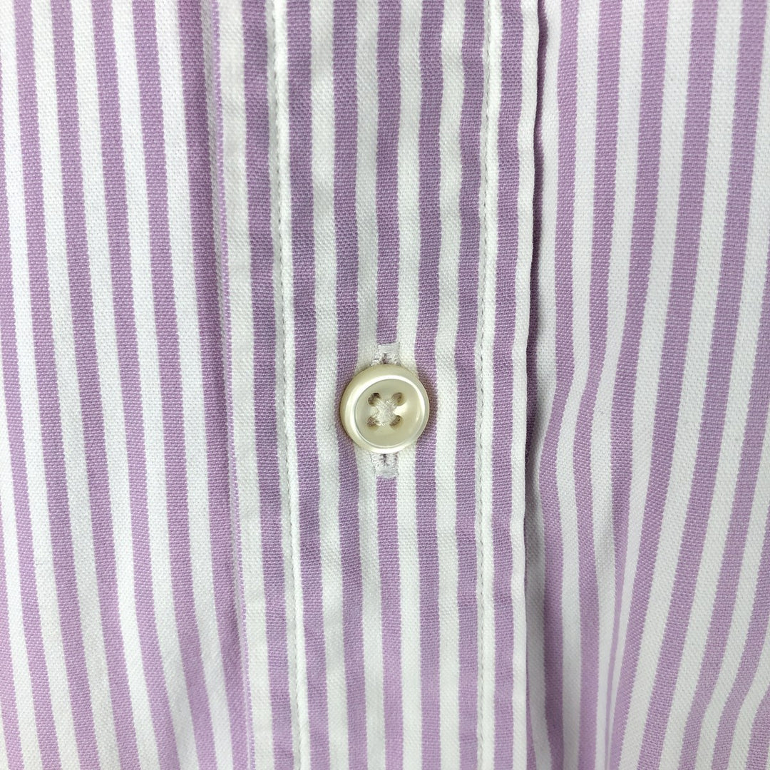 Ralph Lauren BIG SHIRT Long sleeve button-down striped shirt Men's XL size cotton purple type Vintage Second Hand