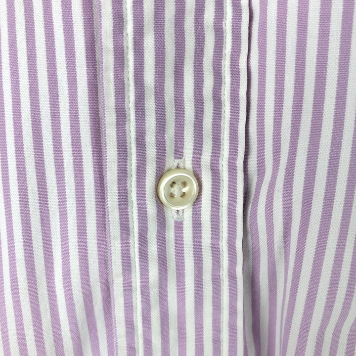 Ralph Lauren BIG SHIRT Long sleeve button-down striped shirt Men's XL size cotton purple type Vintage Second Hand