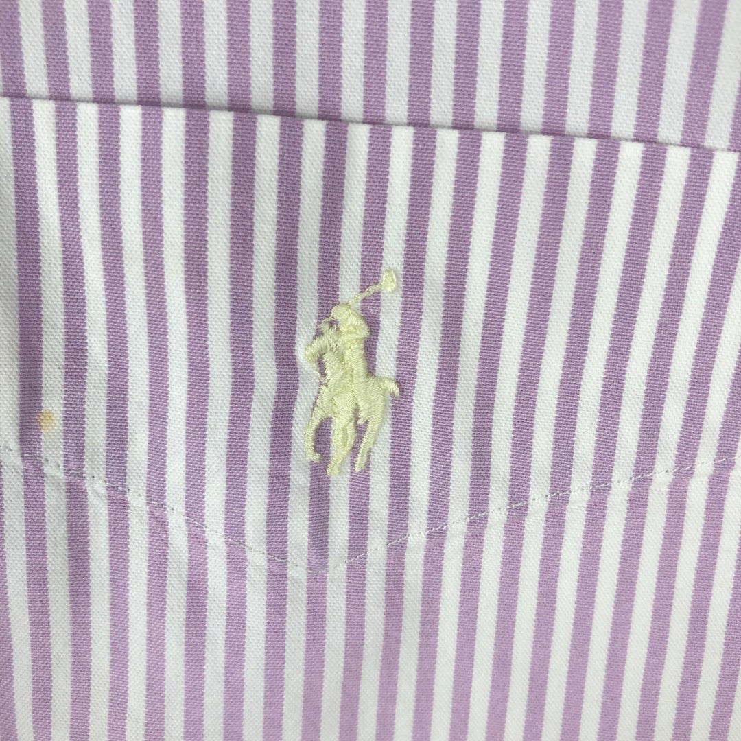Ralph Lauren BIG SHIRT Long sleeve button-down striped shirt Men's XL size cotton purple type Vintage Second Hand
