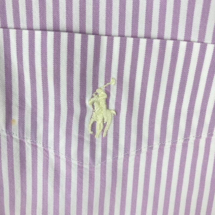 Ralph Lauren BIG SHIRT Long sleeve button-down striped shirt Men's XL size cotton purple type Vintage Second Hand