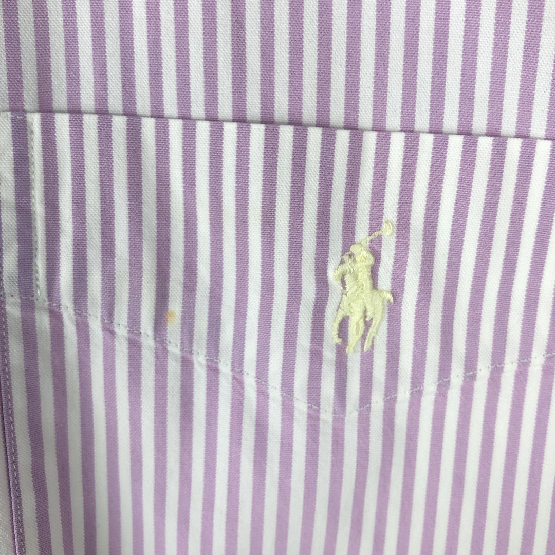 Ralph Lauren BIG SHIRT Long sleeve button-down striped shirt Men's XL size cotton purple type Vintage Second Hand