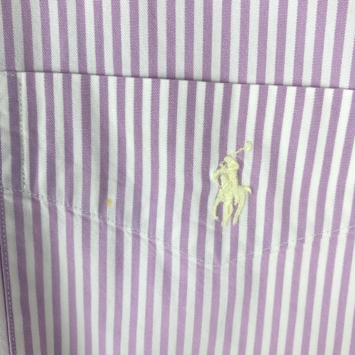 Ralph Lauren BIG SHIRT Long sleeve button-down striped shirt Men's XL size cotton purple type Vintage Second Hand