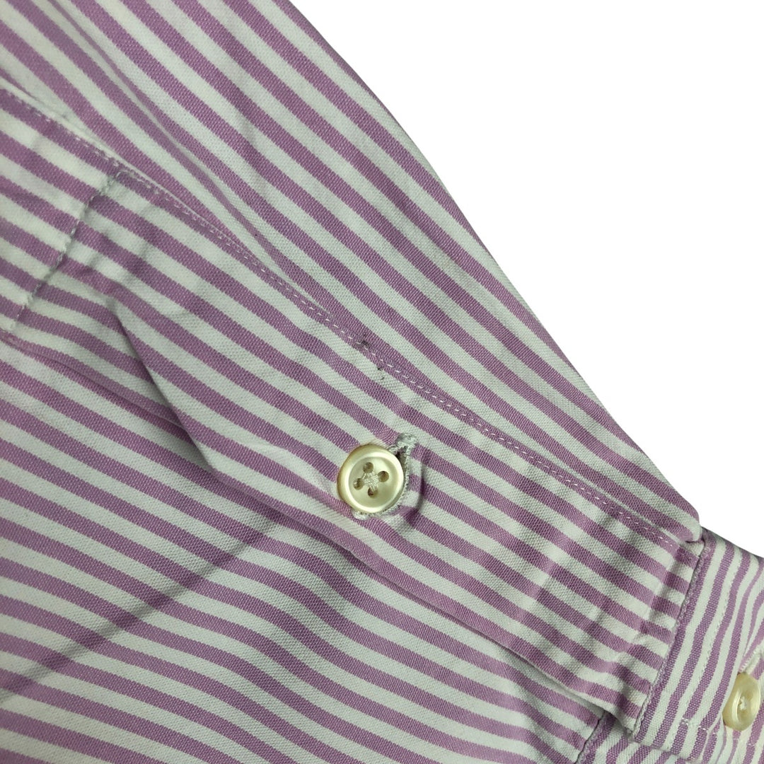 Ralph Lauren BIG SHIRT Long sleeve button-down striped shirt Men's XL size cotton purple type Vintage Second Hand