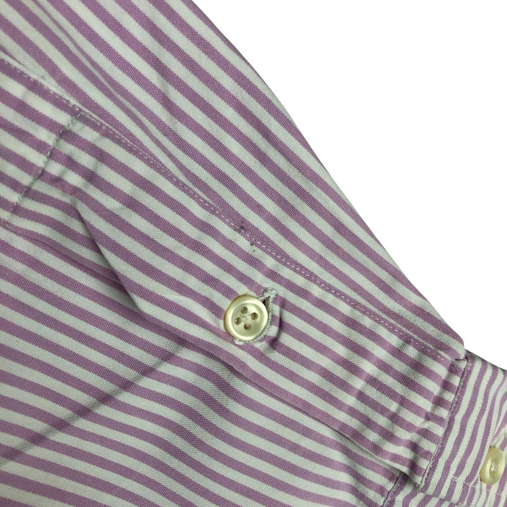 Ralph Lauren BIG SHIRT Long sleeve button-down striped shirt Men's XL size cotton purple type Vintage Second Hand