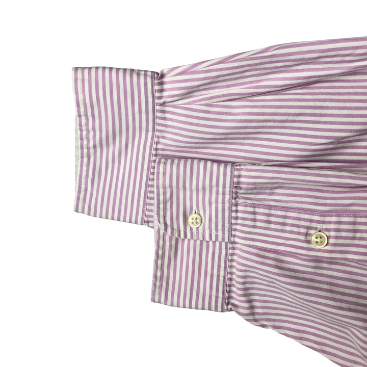 Ralph Lauren BIG SHIRT Long sleeve button-down striped shirt Men's XL size cotton purple type Vintage Second Hand