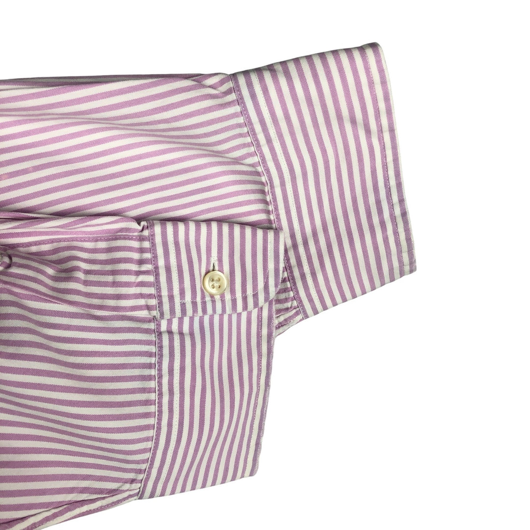 Ralph Lauren BIG SHIRT Long sleeve button-down striped shirt Men's XL size cotton purple type Vintage Second Hand