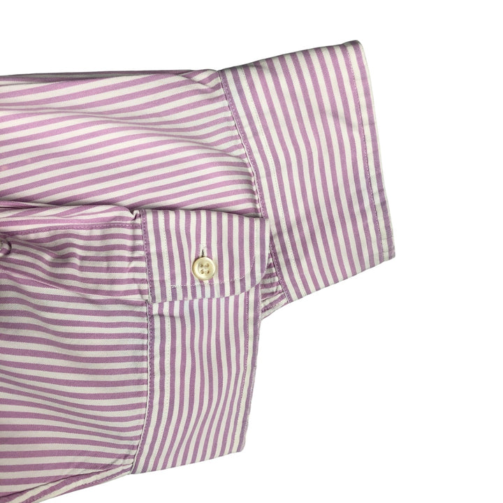Ralph Lauren BIG SHIRT Long sleeve button-down striped shirt Men's XL size cotton purple type Vintage Second Hand