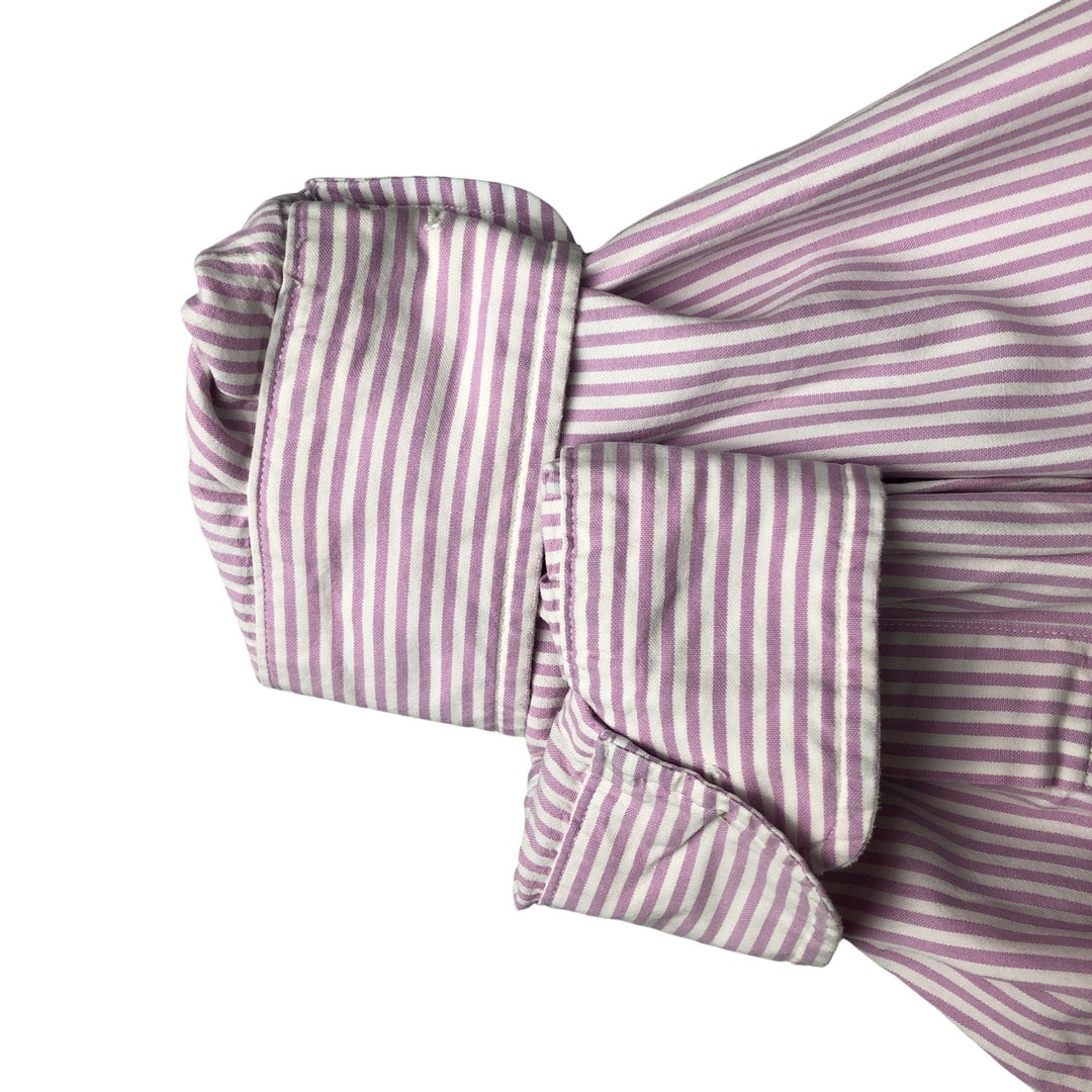 Ralph Lauren BIG SHIRT Long sleeve button-down striped shirt Men's XL size cotton purple type Vintage Second Hand