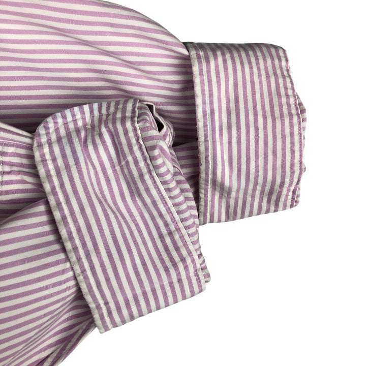 Ralph Lauren BIG SHIRT Long sleeve button-down striped shirt Men's XL size cotton purple type Vintage Second Hand