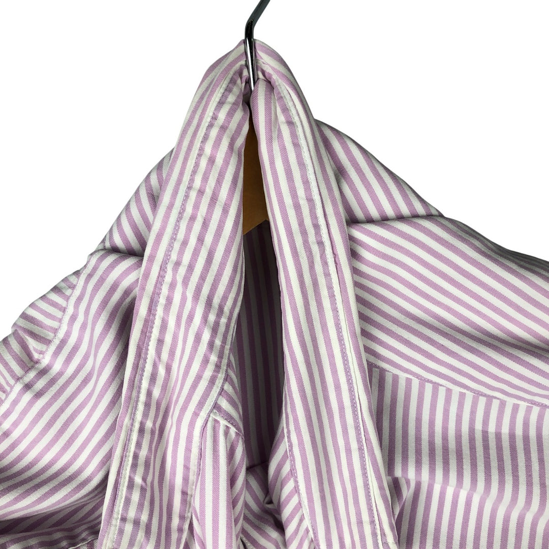 Ralph Lauren BIG SHIRT Long sleeve button-down striped shirt Men's XL size cotton purple type Vintage Second Hand