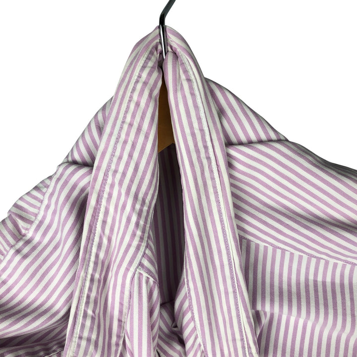 Ralph Lauren BIG SHIRT Long sleeve button-down striped shirt Men's XL size cotton purple type Vintage Second Hand