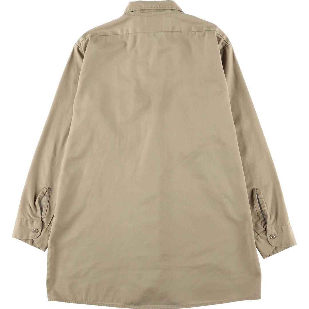 Dickies Long Sleeve Work Shirt, Made in USA, Men's Size L polyester Beige type Vintage Second Hand