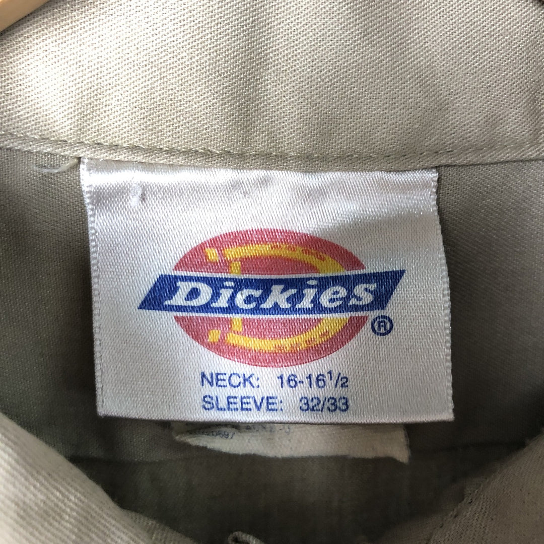 Dickies Long Sleeve Work Shirt, Made in USA, Men's Size L polyester Beige type Vintage Second Hand