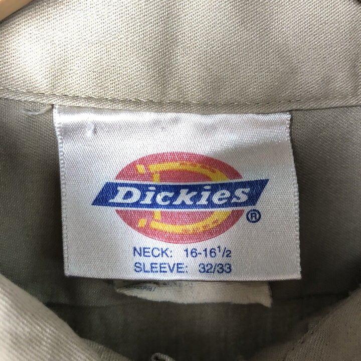 Dickies Long Sleeve Work Shirt, Made in USA, Men's Size L polyester Beige type Vintage Second Hand