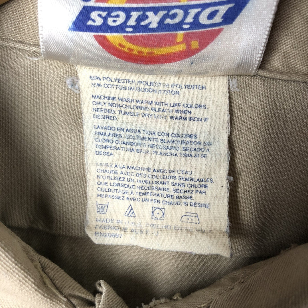Dickies Long Sleeve Work Shirt, Made in USA, Men's Size L polyester Beige type Vintage Second Hand