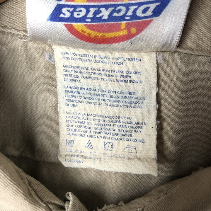 Dickies Long Sleeve Work Shirt, Made in USA, Men's Size L polyester Beige type Vintage Second Hand