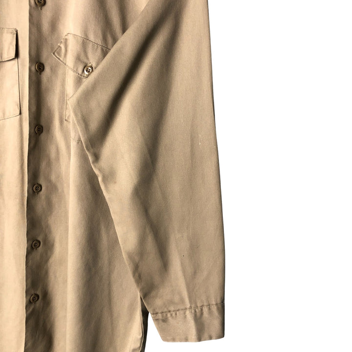 Dickies Long Sleeve Work Shirt, Made in USA, Men's Size L polyester Beige type Vintage Second Hand