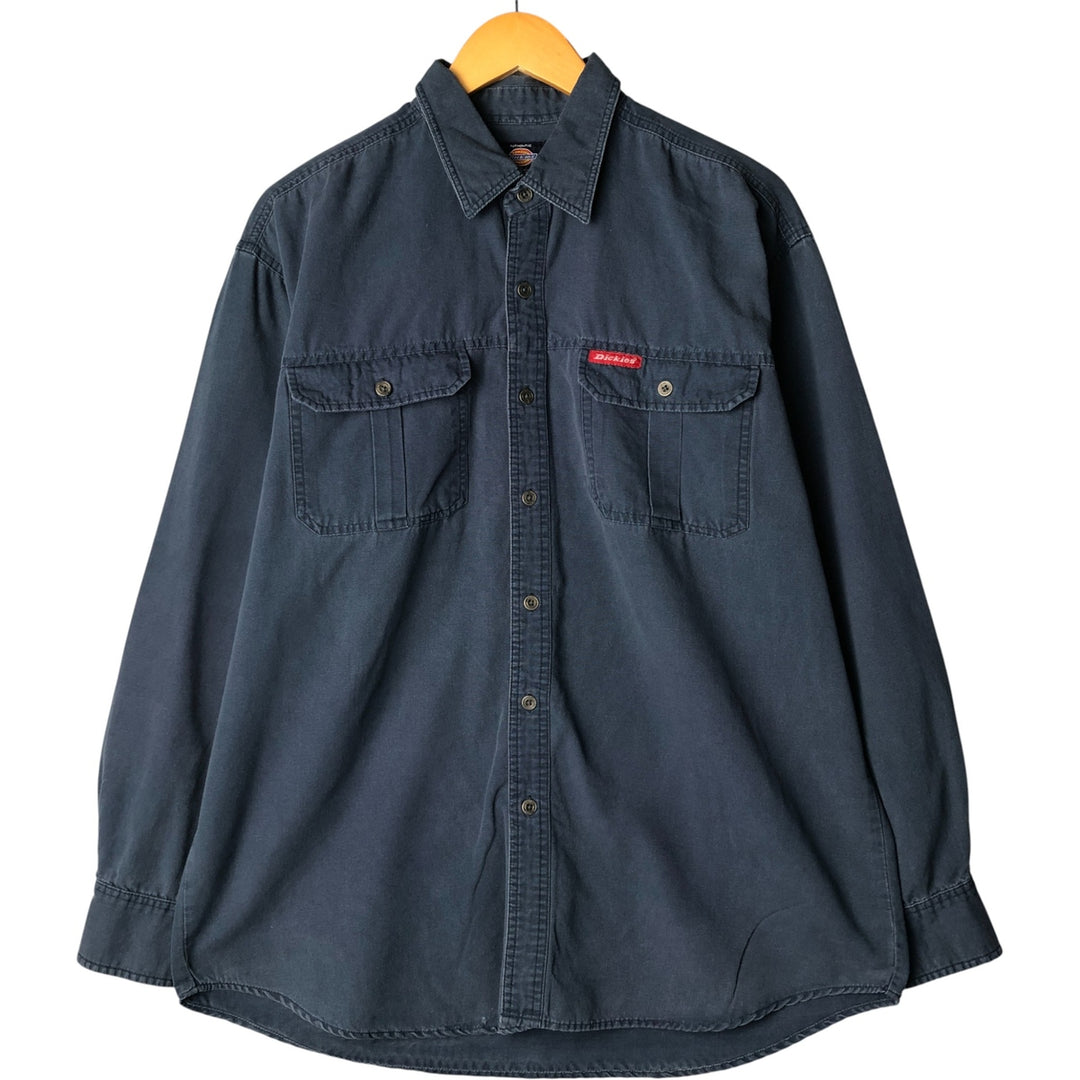 Dickies long-sleeved work shirt, men's size M cotton navy blue type Vintage Second Hand