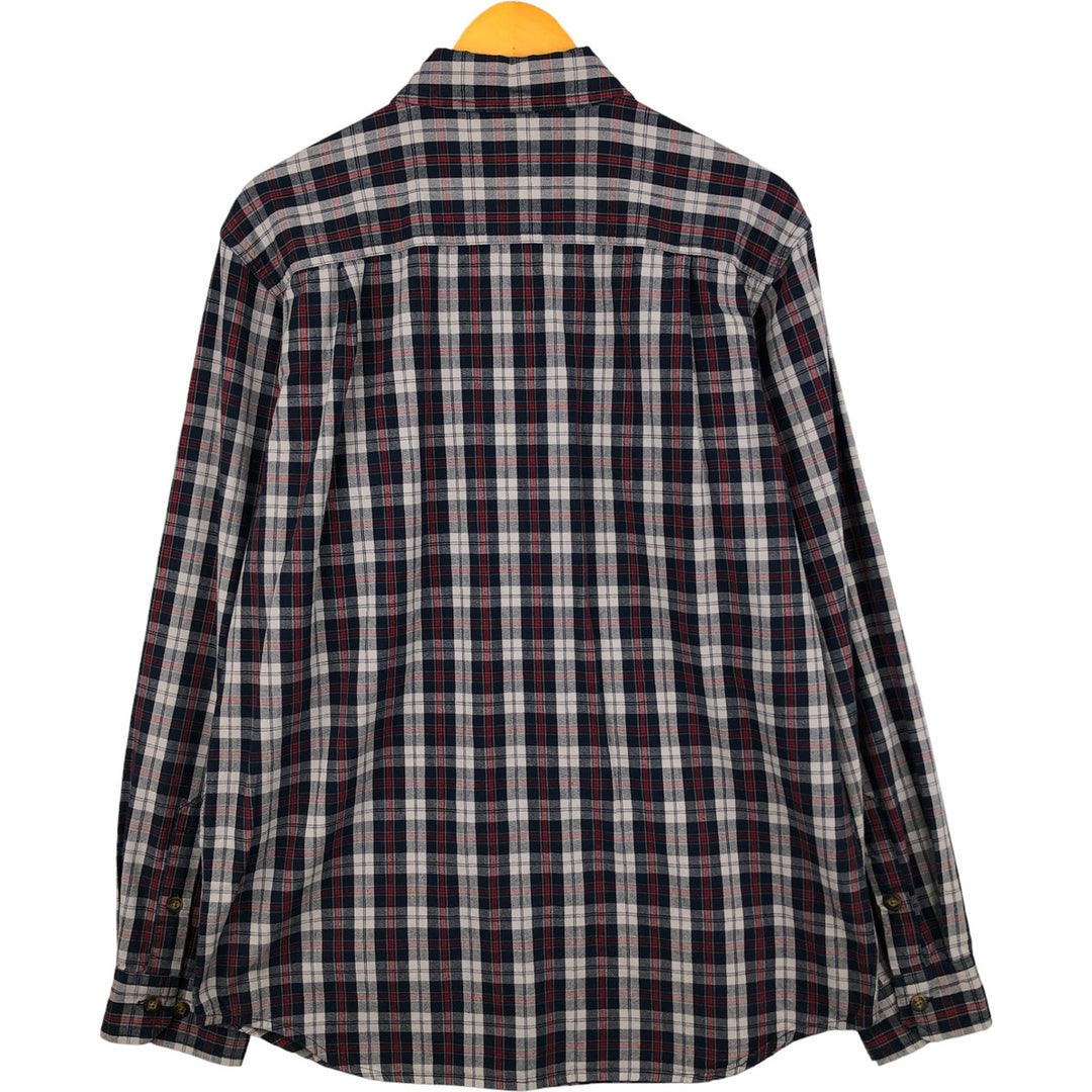 Carhartt Relaxed Fit Check Pattern Long Sleeve Button Down Work Shirt, Men's Medium cotton navy blue type Vintage Second Hand
