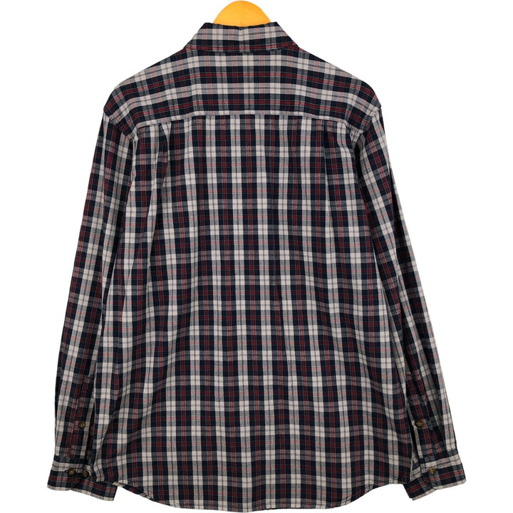 Carhartt Relaxed Fit Check Pattern Long Sleeve Button Down Work Shirt, Men's Medium cotton navy blue type Vintage Second Hand