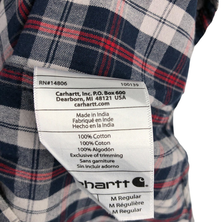 Carhartt Relaxed Fit Check Pattern Long Sleeve Button Down Work Shirt, Men's Medium cotton navy blue type Vintage Second Hand