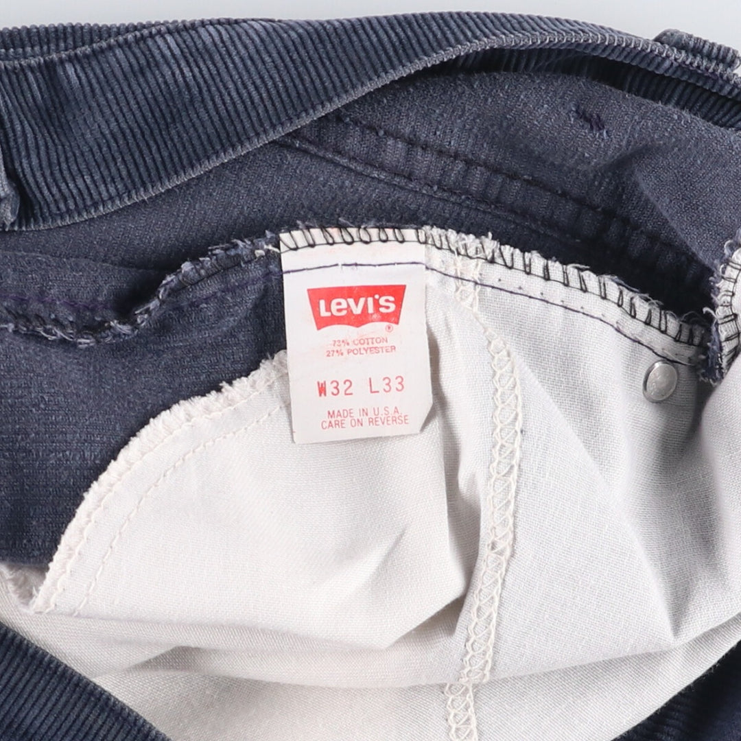 90'S Levi's 517-1517 Bootcut Corduroy Pants, Made in USA, Men's, Size W32, Vintage cotton navy blue type Vintage Second Hand