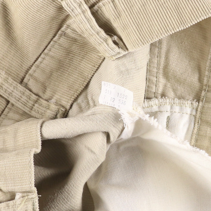 Vintage 1980'S Levi's 519-1522 White Tab Corduroy Pants, Made in USA, Men's Size W31 unclear Beige type Vintage Second Hand
